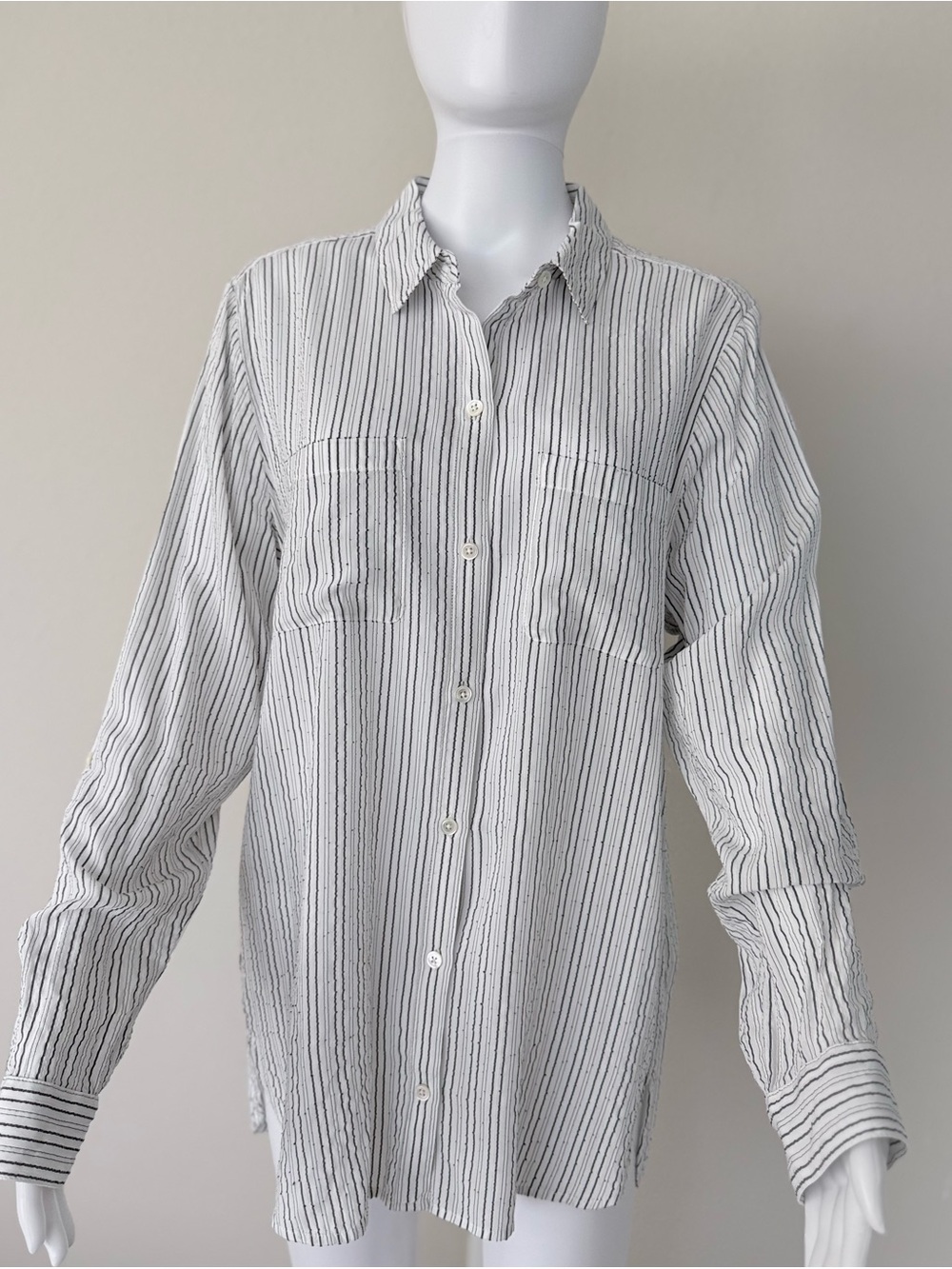 J.Jill White/Gray striped blouse